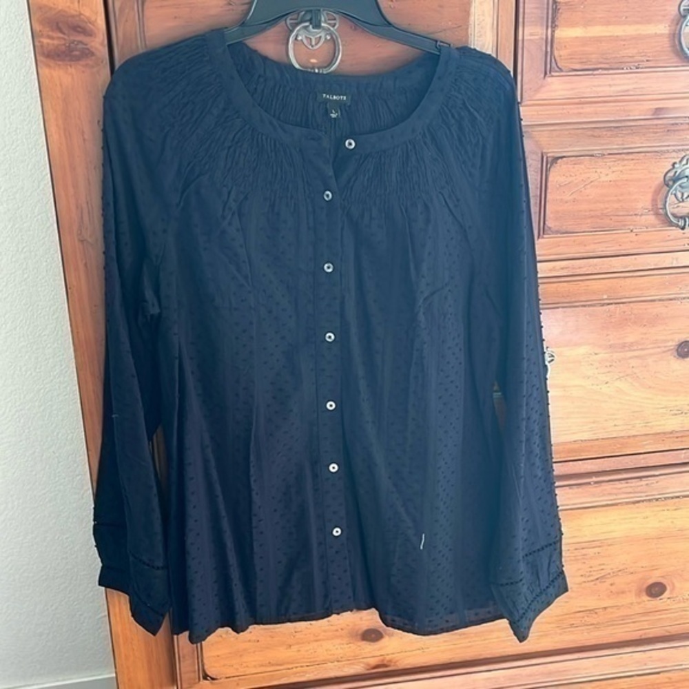 Talbots Navy Blue Blouse Top Size Large NWOT